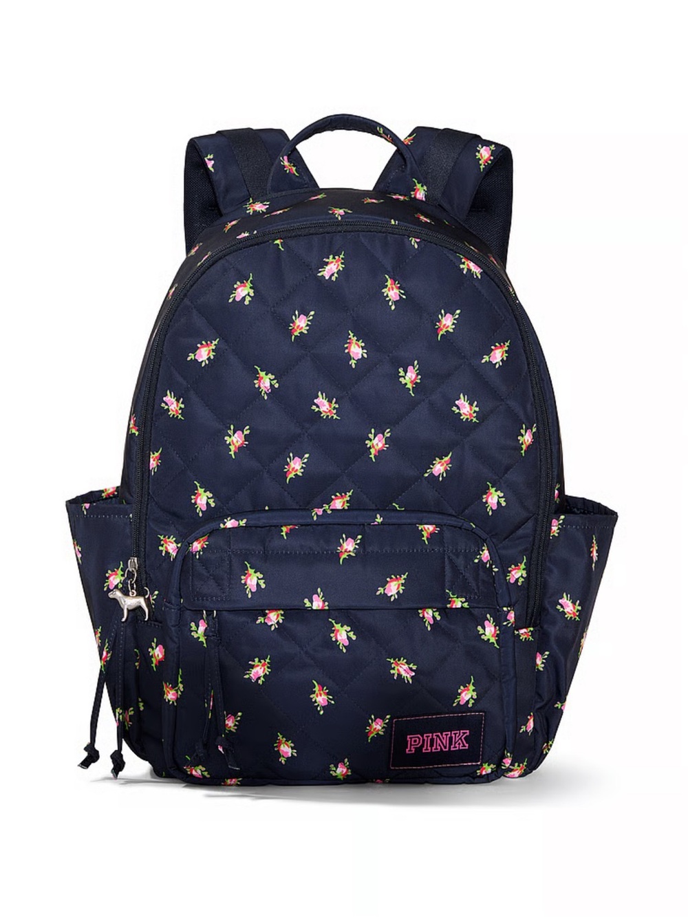 PINK Victoria's Secret Puffer Quilted Backpack with Pink Floral Print